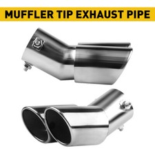 2.5" CHROME SPORT DUAL TWIN EXHAUST PIPES MUFFLER TRIM PIPE TAIL TIP UNIVERSAL