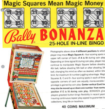 Rare Bally Bonanza Bingo Pinball Machine Game Flyer Ad 8x11  Original c1970s
