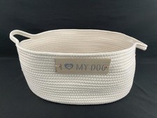 Woven Dog Bed Basket with Handles 19x12 Oval I Love My dog Storage basket