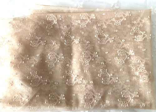 Lace fabric beige sheer floral - beige,