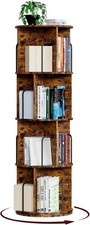 4-Tier 360° Rotating Bookshelf Floor Standing Revolving Bookcase Storage Rack