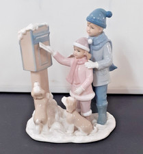 Leonardo Collection Annie Rowe Boy & Girl & Puppies Winter Scene Figure Charity