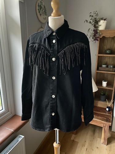 Zara black denim studded - zara,