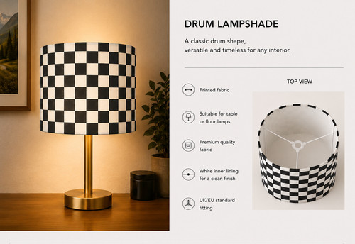 Black and white check - black,