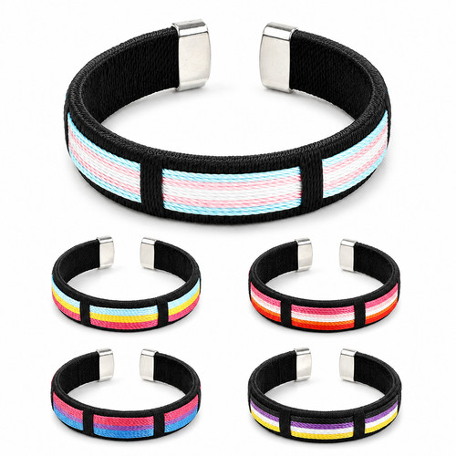 Rainbow woven cuff bracelet - cuff,
