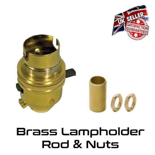 Brass lamp holder switched - brass,