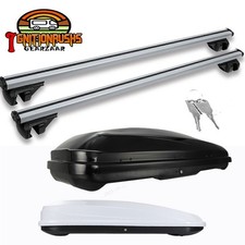 Car Roof Box Gloss Black & Locking Aluminium Roof Cross Bars - 320 / 430 / 400L