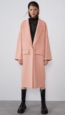 Zara Peach oversized wool blend long coat Size M Lightweight Transition