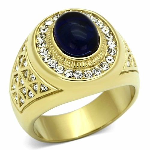 Mens sapphire gold - ring, signet