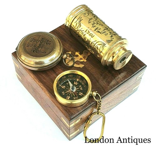 Antique compass vintage brass - compass,