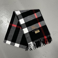 Burberry Scarf Nova Check Black Cashmere Great Condition Fast & Free Shipping