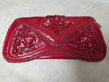 LYDC red crystal stone clutch