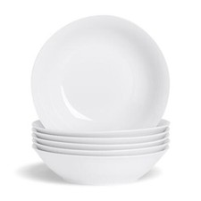 White Pasta Dinner Salad Bowls Wide Rimmed Bowl - 253mm (10") - x6