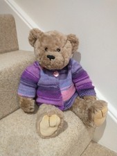 Standing 16" Large Vintage Keel Quality Teddy Bear with hand knitted cardigan