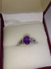 White Gold Amethyst Ladies Ring / Engagement Ring H Samuel