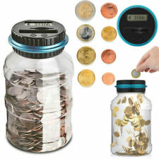 1.8L Coin Counting Money Saving Jar Box Digital LCD Display Coins Piggy Bank UK