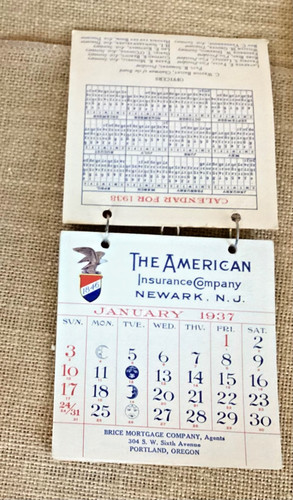 1937 vintage calendar - , “the