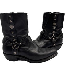 Harley Davidson Women’s Rochelle Black Leather Riding Boots Sz7 Zipper Point Toe