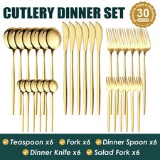 30Pc Premium Modern Cutlery Set Finest Quality Polished Stainless Steel 4 Colour