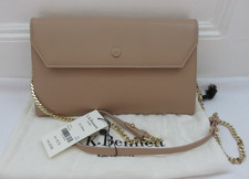 LK Bennett Dora leather clutch bag in Trench strap evening beige new with tags