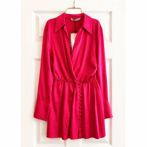 Zara hot pink satin - satin, mini