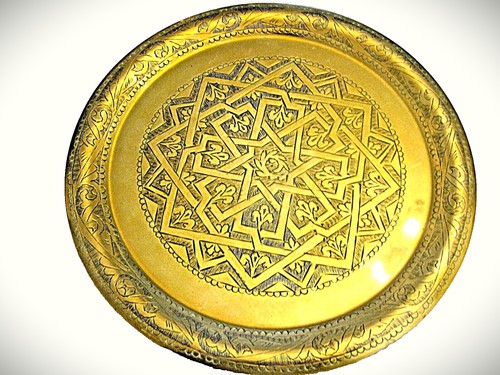 Vintage indian brass tray - vintage,