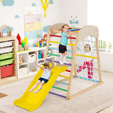 Wooden Indoor Toddler Playground 4-in-1 Jungle Gym-Colorful