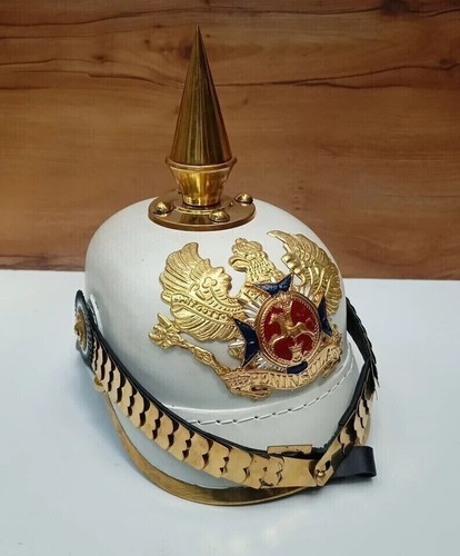 German leather pickelhaube - german,