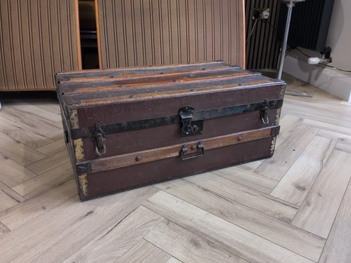 Antique wooden banded steamer - antique,