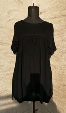 COS Black Lagenlook Arty Floaty Drawstring Top Tunic Size XS Unusual Quirky