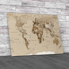 World Map High Detail Sepia