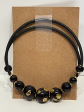 Kazuri Kenya Beaded Necklace Choker Black & Gold Gorgeous
