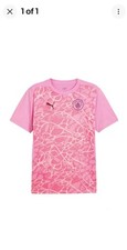 Men's Football Shirt Pink 2024-2025 Man City Pre-Match Soccer Tee Jersey Top