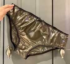 Sissy semi opaque black pvc panties knickers waterproof plastic ab cd handmade