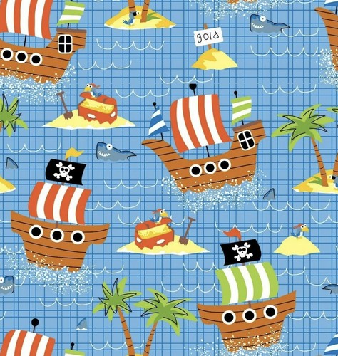 Blue nautical fabric pirate - nautical,