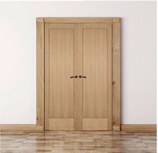 Oak Internal French Door Pair Shaker 1 Panel P10 Unfinished Double Doors