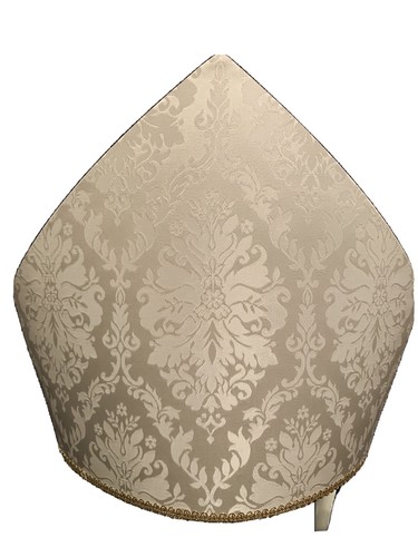 White damask bishop miter - white,