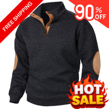 Autumn Winter Men’s Stand Collar Long Sleeve Casual Knitted Pullover Sweater Top