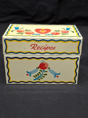 Vintage tin metal recipe - tin, box