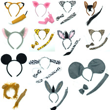 Animal Ears Headband & Tail Safari Fancy Dress Costume Book Day Unisex Outfit