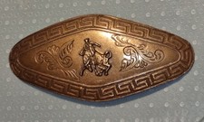 Vintage Metal Belt Buckle Italy Rodeo Bull Riding Vgc