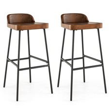 Set of 2 Industrial Bar Stools Tall Kitchen Stools Breakfast High Chair Low-Back