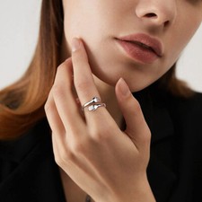 Solid 925 Sterling Silver Ring for Women, Silver Romantic Hug Hands Embrace Open