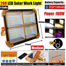 6000/9000mAh 288Leds Portable Solar USB Rechargeable LED Work Light Floodlight