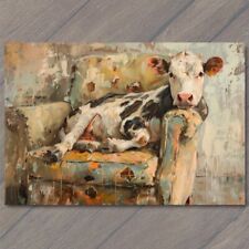 Art Print Cow On Couch Sofa