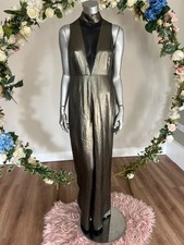 TED BAKER Jumpsuit Womens TB 2 UK 10 Metallic Gold Black Sleeve Panel Sleeveless