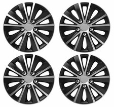 4 X 15" Black & Grey Stripe Multi-Spoke Wheel Trims Hub Caps Covers Protectors