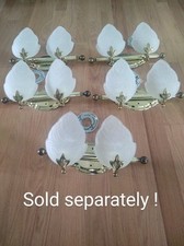 ✨ Vintage Hollywood Regency Design Glass Leaf Wall Sconce Light Fixture✨