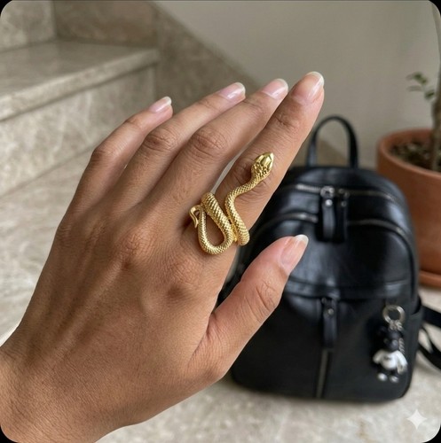 Gold snake ring adjustable - gold,