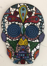 Day of the Dead Mosaic Tile Wall Mirror 7" × 9" Sugar Skull